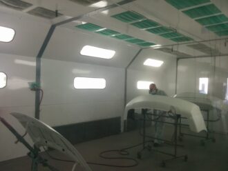 Interior of Auto Paint Spray Booth at B & B Auto Body in Sarasota